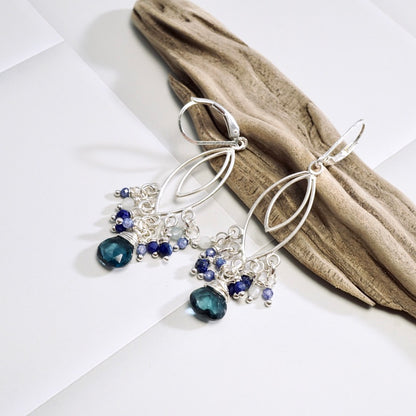 London Blue Topaz Marquise Chandelier Earrings
