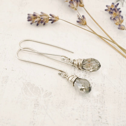 Smoky Crystal Drop Earrings - (Long)