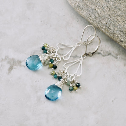 Swiss Blue Topaz Chandelier Earrings