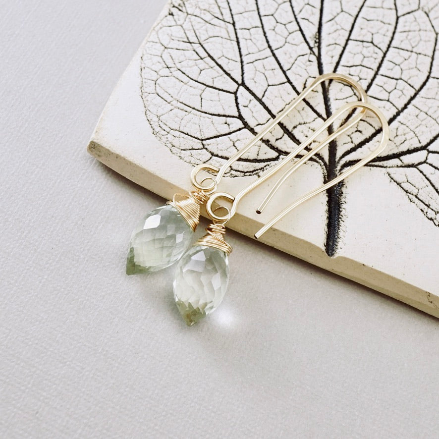 Green Amethyst Long Earrings