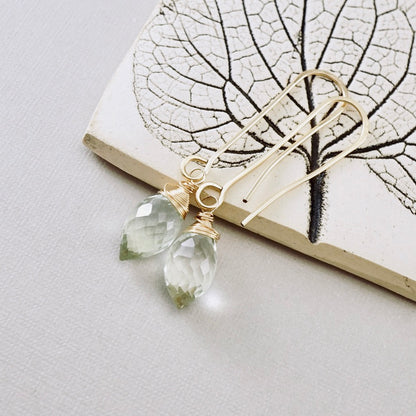 Green Amethyst Long Earrings
