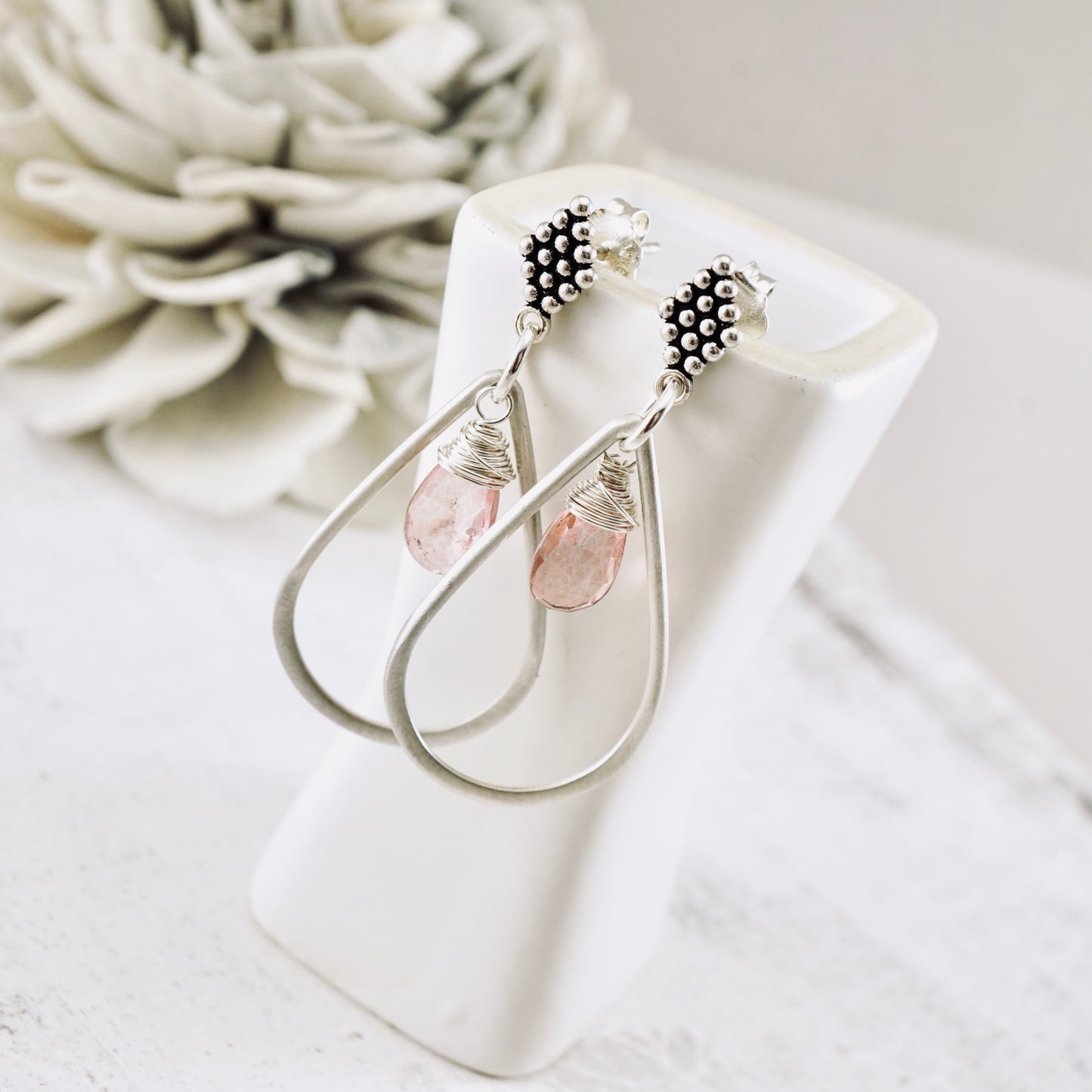 Mystic Pink Quartz Small Hoop Earrings (posts)