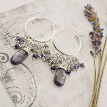 Load image into Gallery viewer, TN Purple Kyanite Hoop Earrings (SS)