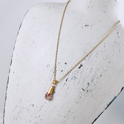 Strawberry Quartz Vermeil Drop Pendant