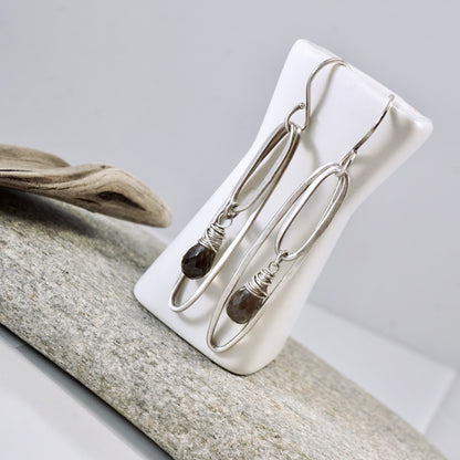 Smoky Quartz Double Hoop Earrings