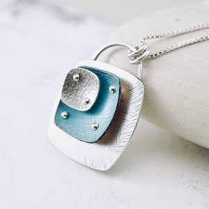 RH - Retro Triple Square Pendant (Silver & Turquoise)