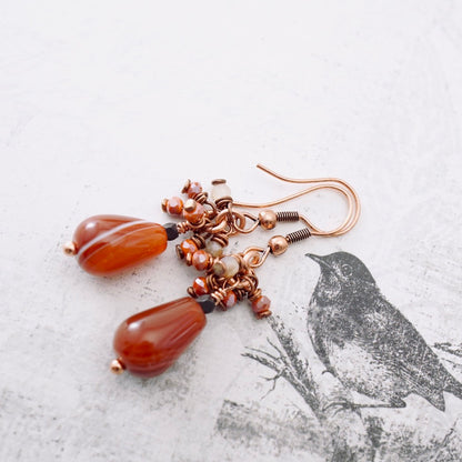 Fire Agate Copper Noodle Bracelet (Toggle Clasp)