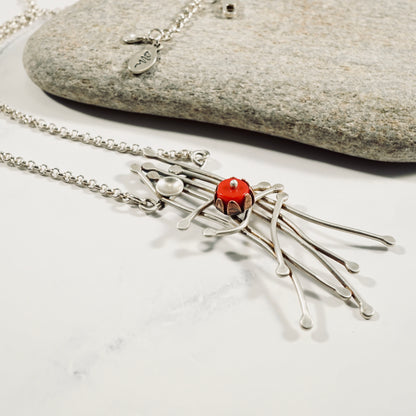 Whimsical Trellis Coral Necklace