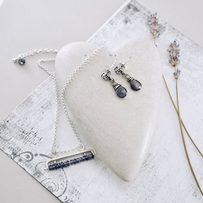 Iolite Movable Bar Necklace