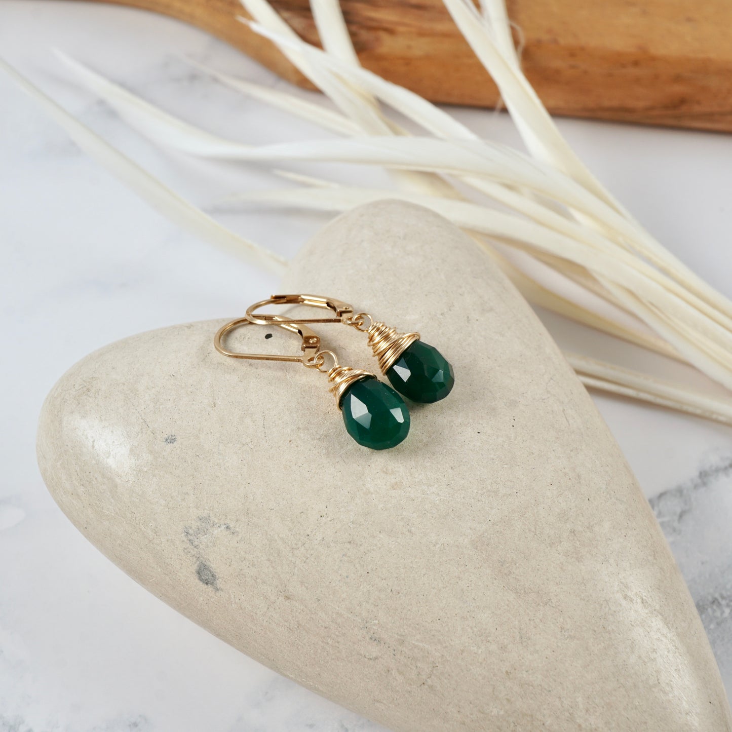Green Onyx Drop Earrings