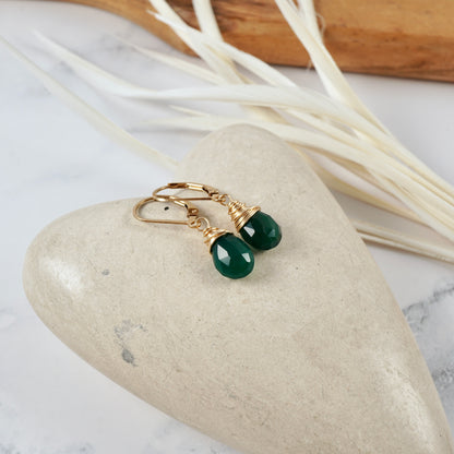 Green Onyx Drop Earrings