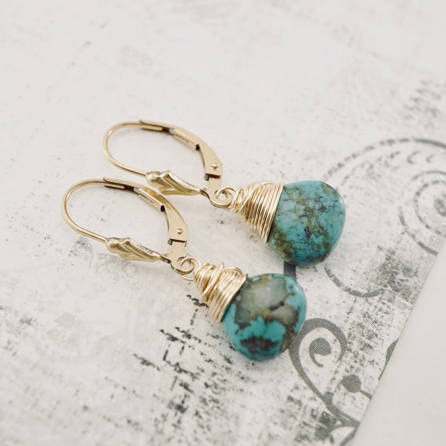 Natural Turquoise Petite Drop Earrings