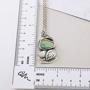 AM - Green Turquoise Leaf Pendant Necklace (SS)