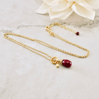 Natural Ruby Drop Pendant