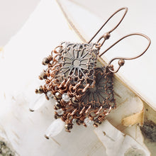 Load image into Gallery viewer, TN Petite Lace Moonstone Chandelier Earrings (Copper)