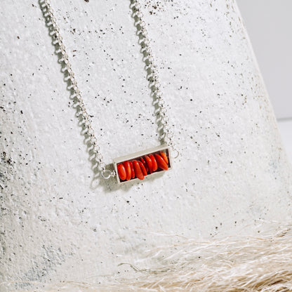Coral Petite Bar Necklace