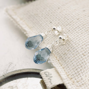 TN Petite Blue Crystal Drop Earrings (Sterling posts)