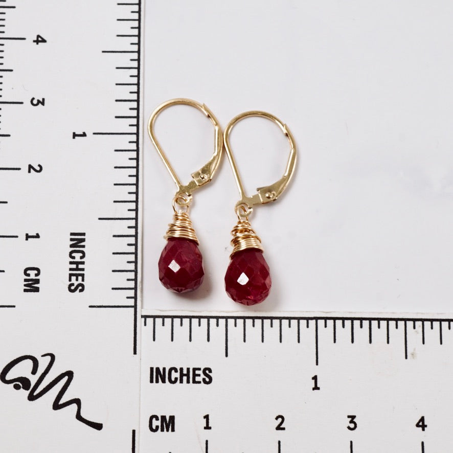 Petite Natural Ruby Drop Earrings