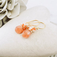 Load image into Gallery viewer, TN Sunstone &amp; Carnelian Nested Earrings (Gold-vermeil)