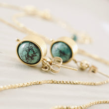 Load image into Gallery viewer, TN Turquoise Orbit Ball Post Earrings (Gold-filled / Vermeil)