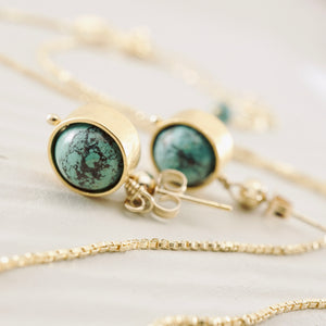 TN Turquoise Orbit Ball Post Earrings (Gold-filled / Vermeil)