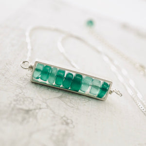 TN Green Chalcedony Long Bar Necklace (Sterling Silver)