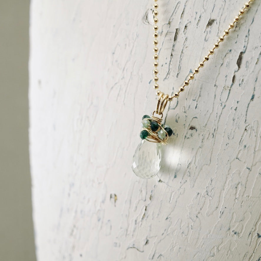 Petite Green Amethyst Wrap Pendant