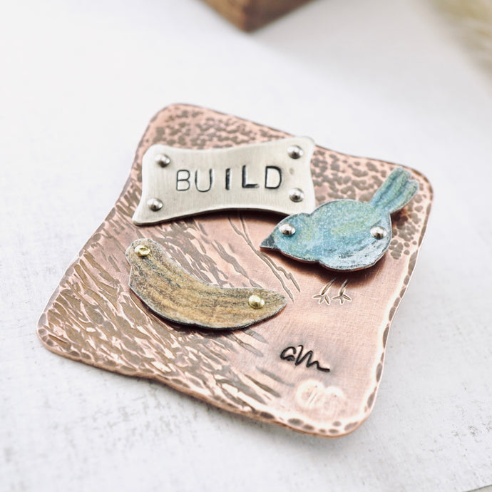RH - BUILD Brooch with Walnut Stand