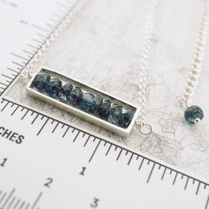 TN Royal Blue Kyanite Long Bar Necklace (Sterling Silver)