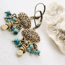 Load image into Gallery viewer, TN Petite Turquoise Chandelier Earrings (Brass)