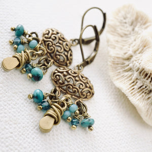 TN Petite Turquoise Chandelier Earrings (Brass)