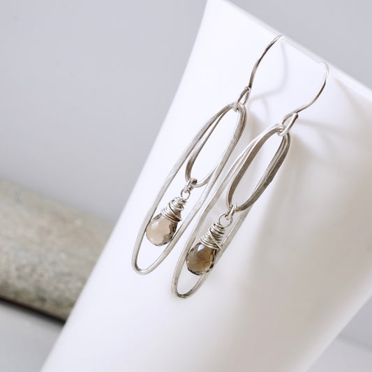 Smoky Quartz Double Hoop Earrings