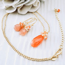 Load image into Gallery viewer, TN Sunstone &amp; Carnelian Nested Earrings (Gold-vermeil)