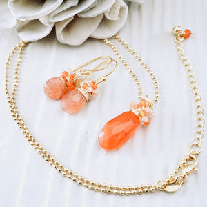 TN Sunstone & Carnelian Nested Earrings (Gold-vermeil)