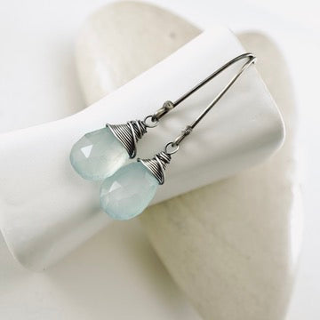 Blue Chalcedony Long Earrings
