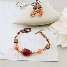 Load image into Gallery viewer, TN Agate &amp; Sunstone Cluster Earrings (Copper)