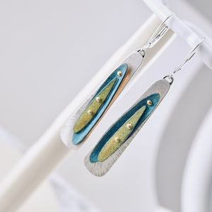 RH - Dragonfly Tapered Double Drop Earrings (Golden & Turquoise)