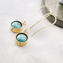 Load image into Gallery viewer, TN Natural Turquoise Globe Earrings (Gold-filled)