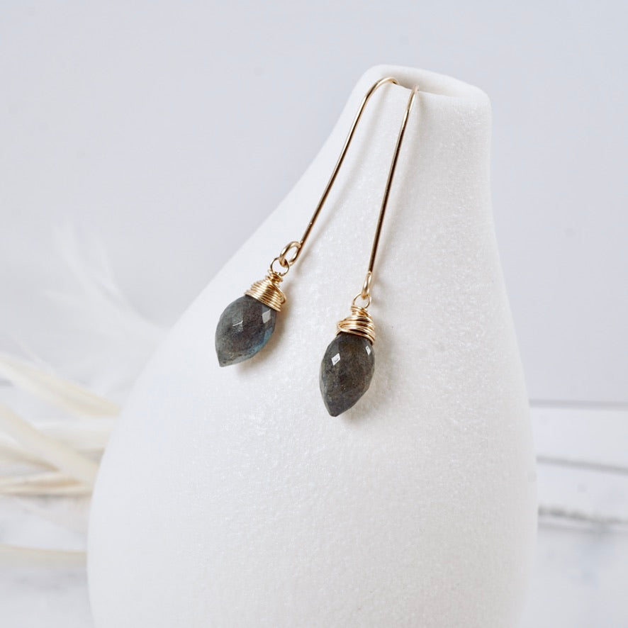Long Labradorite Drop Earrings