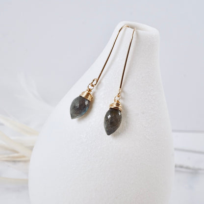 Long Labradorite Drop Earrings