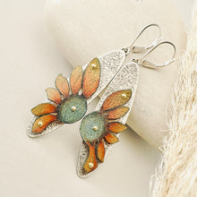 Load image into Gallery viewer, RH - Orange &amp; Sage Sunflower Earrings (SS) CUSTOM ORDER