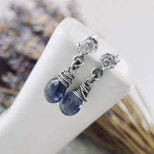 Load image into Gallery viewer, TN Petite Iolite Drop Earrings (CZ Posts SS)