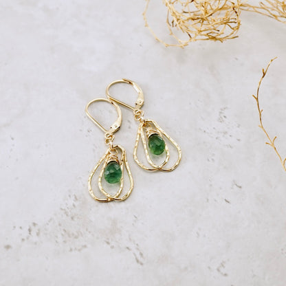 Zambian Emerald Double Hoop Earrings