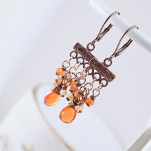 Load image into Gallery viewer, TN Carnelian &amp; Sunstone Petite Chandelier Earrings (Copper)