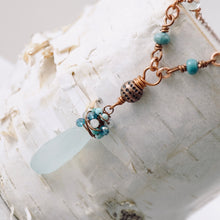 Load image into Gallery viewer, TN Chalcedony Turquoise &amp; Aqua Wrap Pendant (Copper)