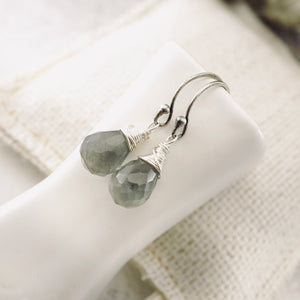 TN Gray Moonstone Drop Earrings (Sterling)