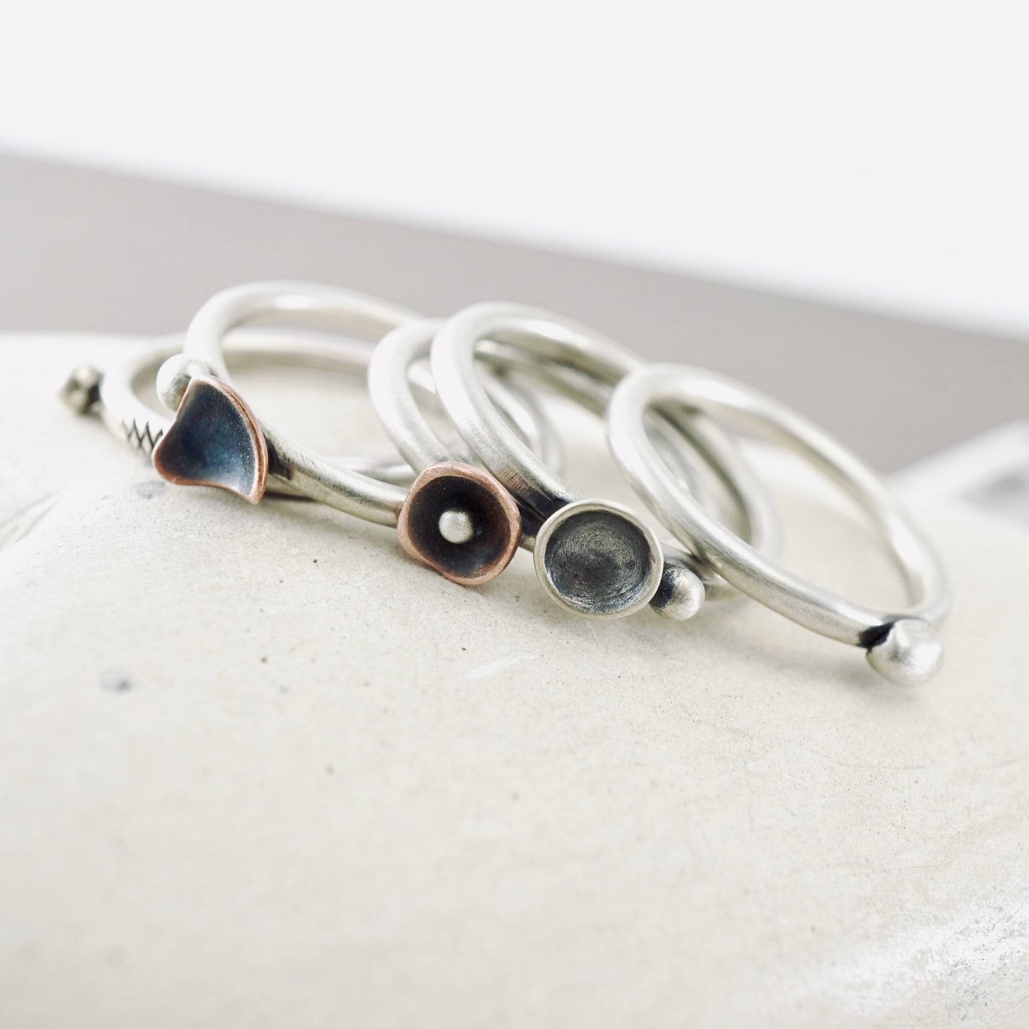 Stacking Ring Single Silver Granule