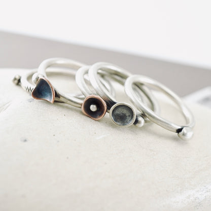 Stacking Ring Single Silver Granule