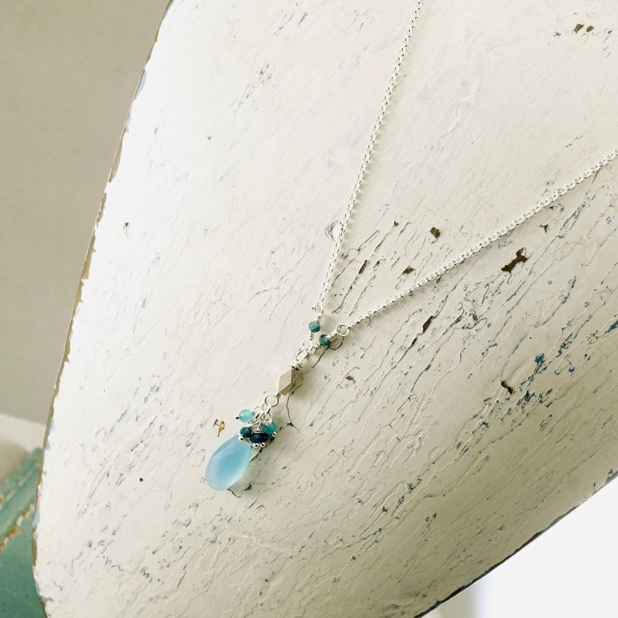 Blue Chalcedony Cluster Pendant