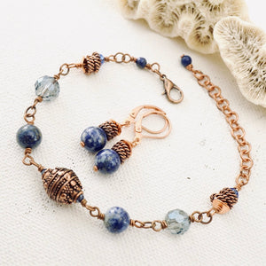 TN Lapis & Crystal Bracelet (Copper)